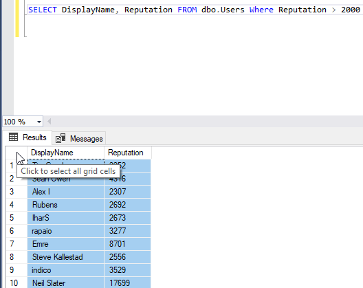 Copy Grid results and paste into Excel