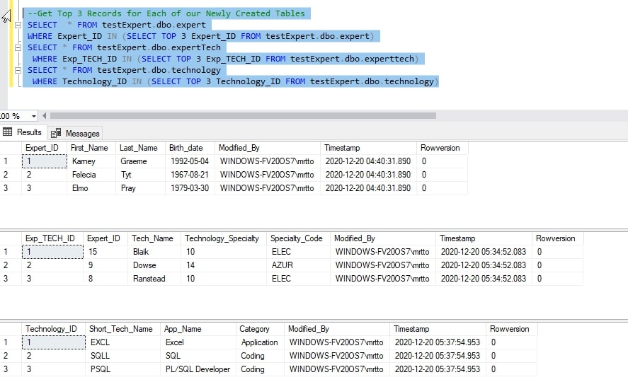 SQL Database Using Excel Template